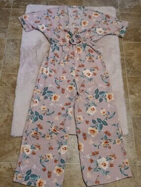 Red + Olive Floral Wide Leg Jumpsuit